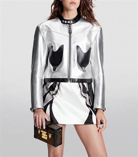 Womens Louis Vuitton Silver Metallic Leather Jacket Harrods Uk