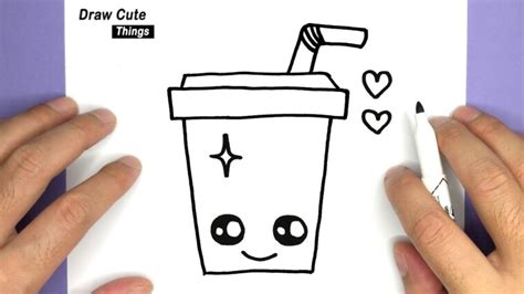 how to draw a cute drink super easy and kawaii step by step draw cute things