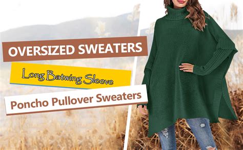 Mafulus Womens Fall Oversized Turtleneck Sweaters Batwing Long Sleeve