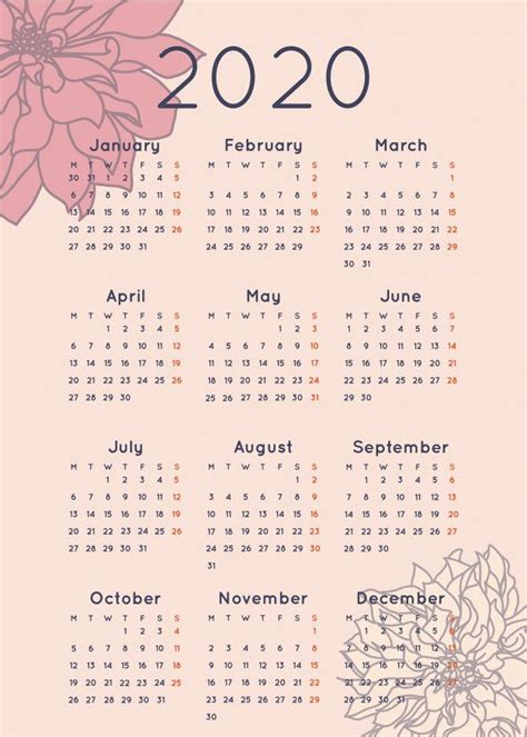 calendario   design de flor pessego bullet