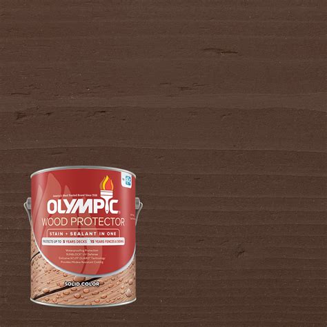 Olympic 1 Gallon Mahogany Exterior Solid Wood Protector Stain Plus