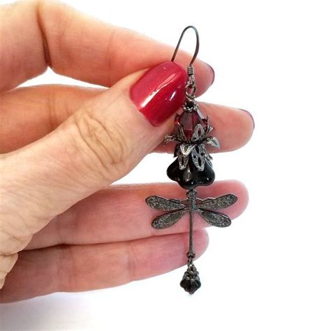 Have i mentioned that our house is kind of small? Gothic Dragonfly Earrings Black Do It Yourself Jewelry Kit | Etsy | Earring kit, Jewelry kits ...