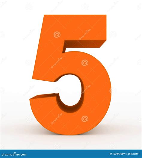 Number 5 3d Clean Orange Isolated On White Stock Illustration