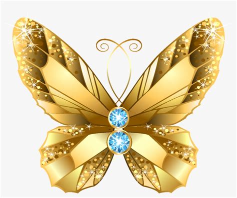Cartoon Ornate Golden Butterfly Element Butterfly Gold Download Png