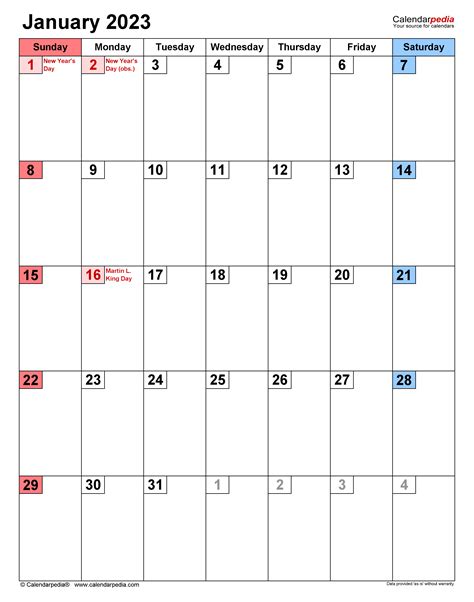 January 2023 Calendar Vertical Printable Calendar 2023