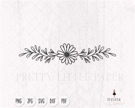 Daisy Border Svg Flower Divider Svg Simple Flower Svg Text Etsy