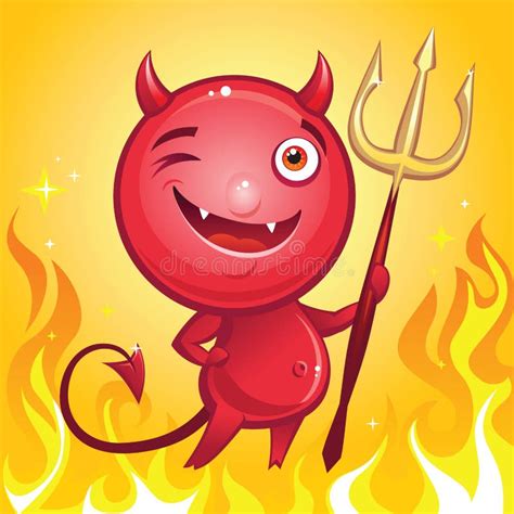 Personaje De Dibujos Animados Divertido Del Diablo Con El Tridente