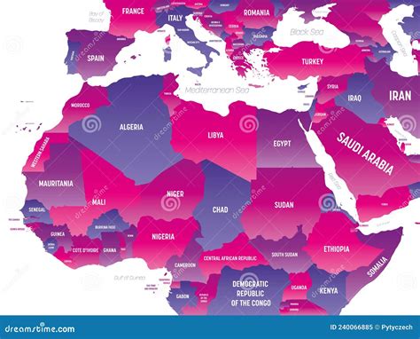 Northern Africa Map Detailed Political Map With Lables Stock Vector