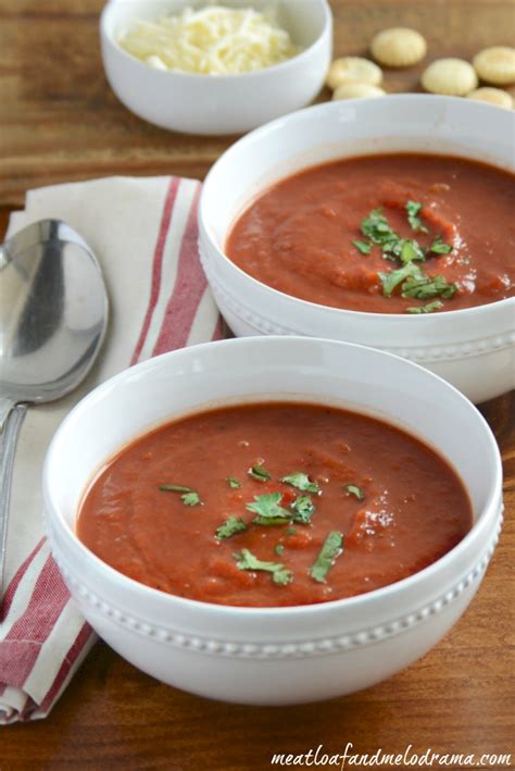 Jump to the tomato soup recipe or watch our quick recipe video showing how to make it. Easy Homemade Tomato Soup - Meatloaf and Melodrama