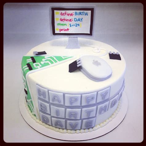 Apple Computer Birthday Cake With Circuit Board Cutaway Section