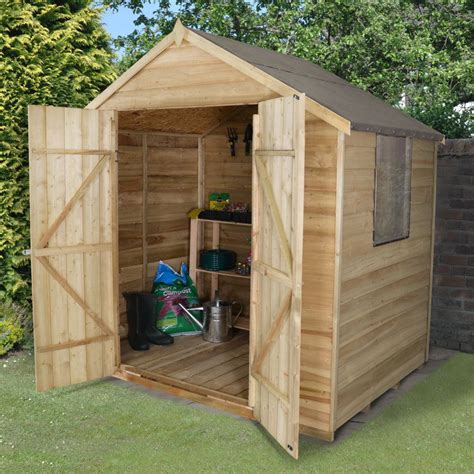 7x5 Wooden Overlap Pressure Treated Garden Shed 7ft X
