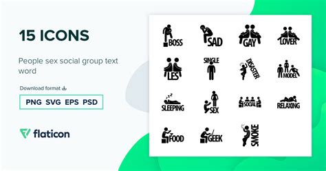 People Sex Social Group Text Word Icon Pack 15 Svg Icons