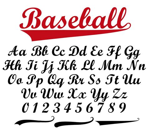 Baseball Font With Tail Baseball Font Ttf Svg Png And Text Etsy Australia