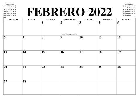 Calendario Febrero 2022 2023 El Calendario Febrero 2022 2023 Para