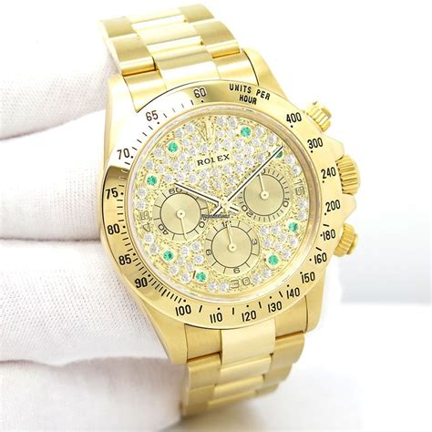 Rolex 16528 Cosmograph Daytona 18k Yellow Gold With Pave For