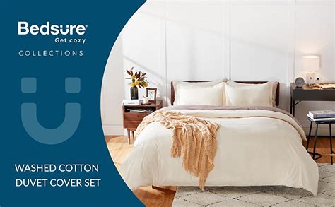 Bedsure 100 Washed Cotton Duvet Covers King Size Cream