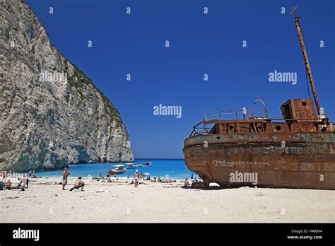 Greece Zakynthos Navagio Shipwreck Bay Boat Trips Shipwreck Stock