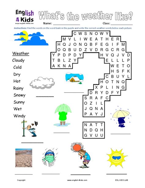 Weather Word Search Weather