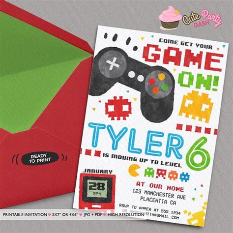 Video Game Party Invitations Video Game Birthday Invitations Etsy