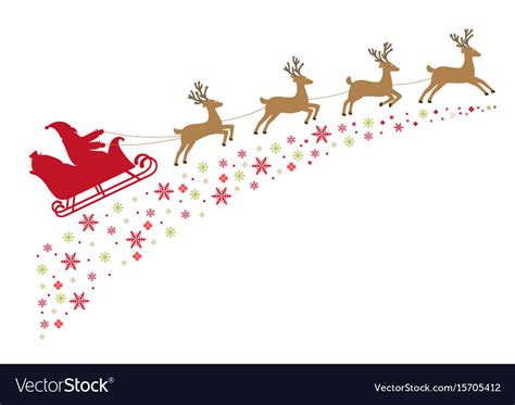 Santa On A Sleigh With Reindeer Royalty Free Vector Image