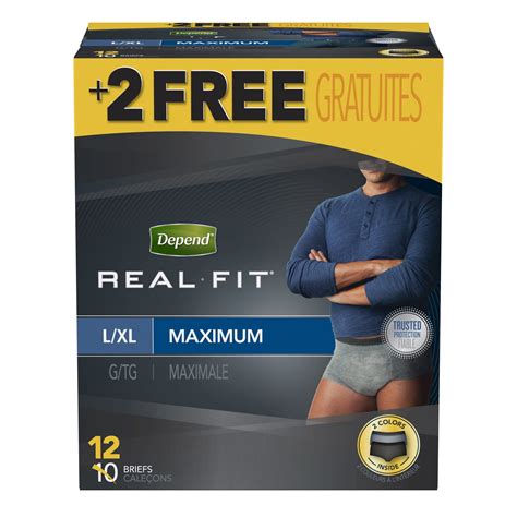 Depend Real Fit Incontinence Underwear For Men Maximum Absorbency L Xl Black Grey 12ct