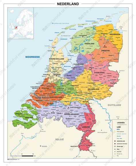 Detailed map of netherlands and neighboring countries. Digital Map of The Netherlands 1411 | The World of Maps.com