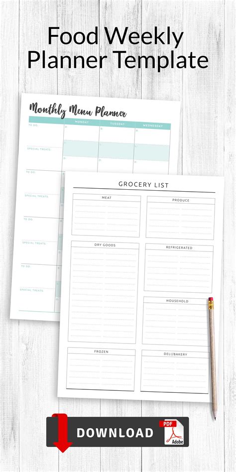 Food Weekly Planner Template Helps You To Plan What To Cook In A Simple