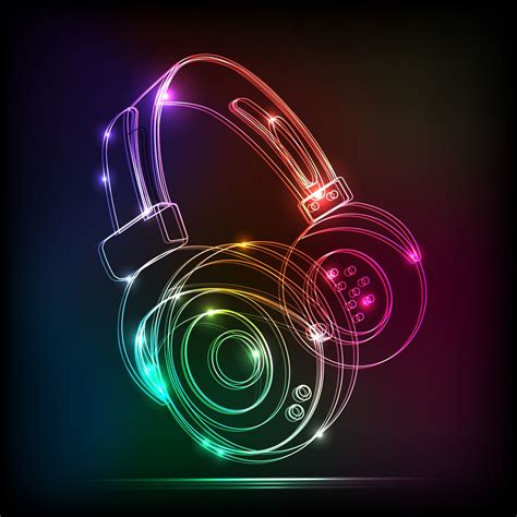Cool Headphone Headphones Art Grunge Music Neon