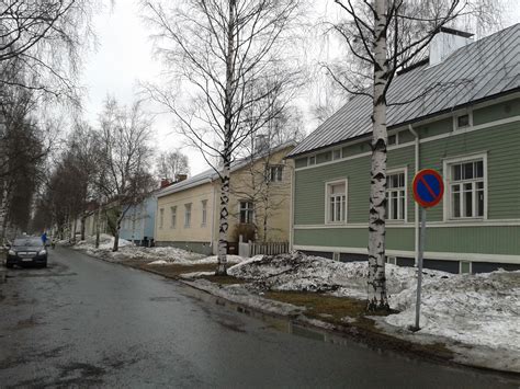 The Other Side Of The Street With More Old Buildings In Raksila Oulu