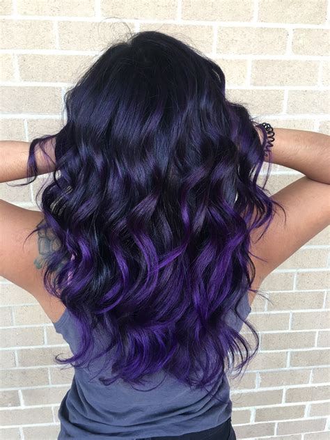 Deep Purple Balayage Hair Color For Black Hair Purple Ombre Hair