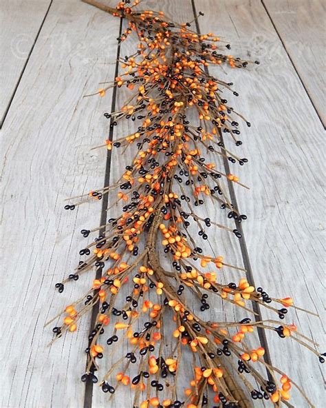 Halloween Garland Orange And Black Pip Berry Garland Fall Etsy