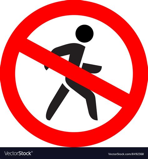 No Entry Symbol Stop Walking Pedestrian Warning Vector Image