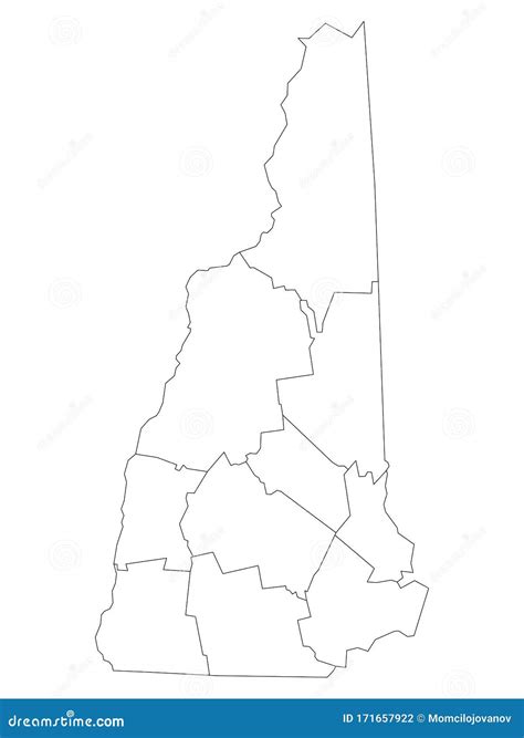 Counties Map Of Us State Of New Hampshire Stock Vector Illustration