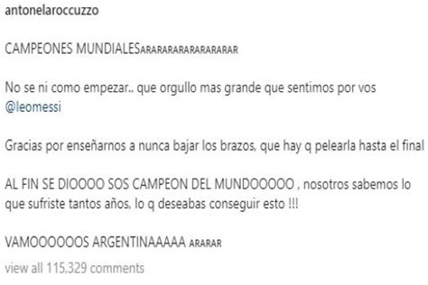 Lionel Messi S Wife Antonella Roccuzzo Pens A Heartfelt Note Following Argentina S Victory In