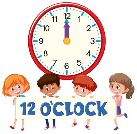 Children And Time 12 Oclock 695028 Vector Art At Vecteezy