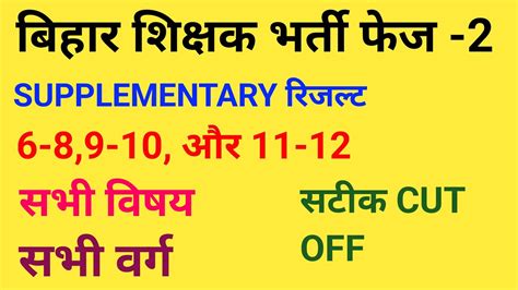 BPSC TRE 2 0 Latest News BPSC Supplementary Result Cut Off 2023 6 8 9 10 11 12ALL SUBJECT CUT