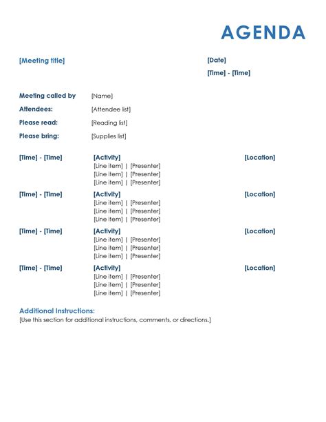 46 Effective Meeting Agenda Templates Template Lab