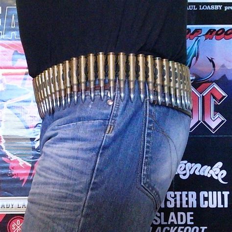 762 Nickel Tipped Brass Bullet And Reversed Black Link Belt 80s Metal