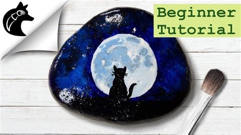 Rock Painting Tutorial For Beginners Cat And Moon Rock Painting