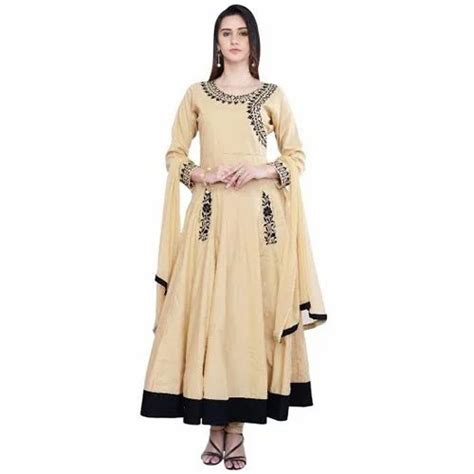 Cotton 34th Sleeves Embroidered Frock Suit At Rs 1949 In Kolkata Id