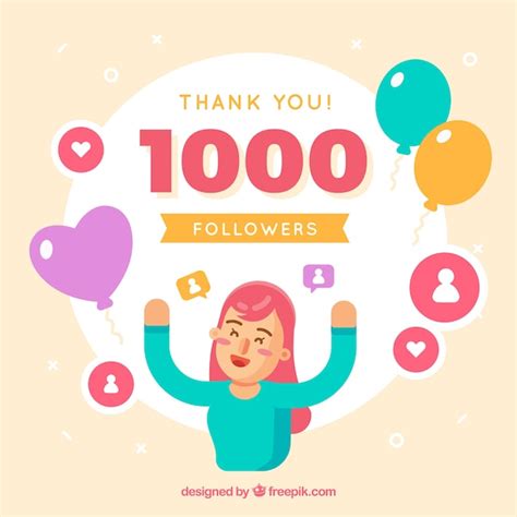 Free Vector Celebration Background Of 1k Followers In Flat Design