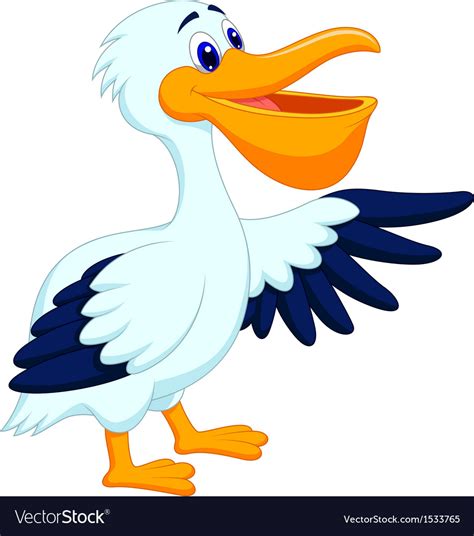 Pelican Bird Cartoon Waving Royalty Free Vector Image