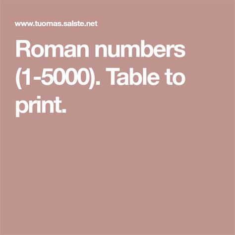 How is 50,000 written in roman numerals? Roman numbers (1-5000). Table to print. | Roman numbers ...
