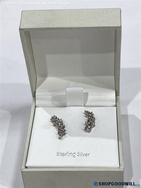 925 Sterling Silver Rachel Ashwell Cubic Zirconia Earrings Iob 2