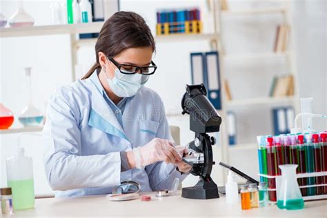 The Lab Chemist Checking Beauty And Make Up Products Stock Photo