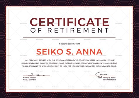 Retirement Certificate Design Template In Psd Word Publisher