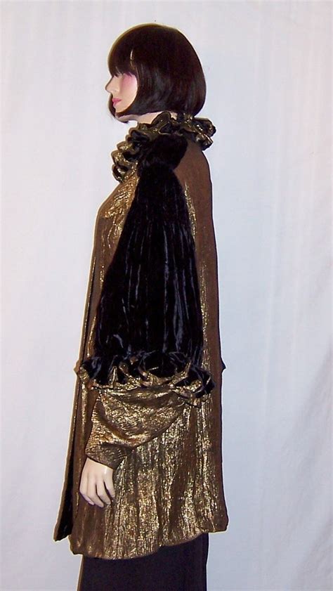 Art Deco Black Silk Velvet And Gold French Lame Opera Coat Etsy