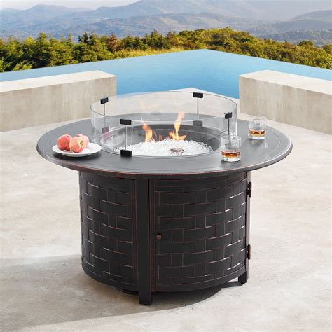 Oakland Living Rico 44 In Round Propane Fire Pit Table