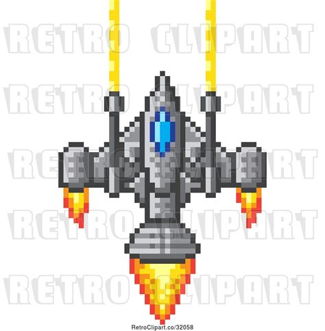 Vector Clip Art Of Retro 8 Bit Pixel Art Video Game Styled Spaceship By