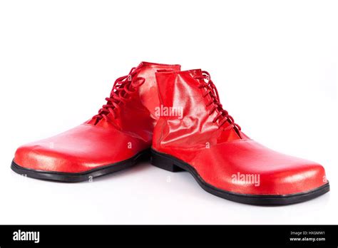 Very Big Red Clown Shoes On White Stock Photo Alamy